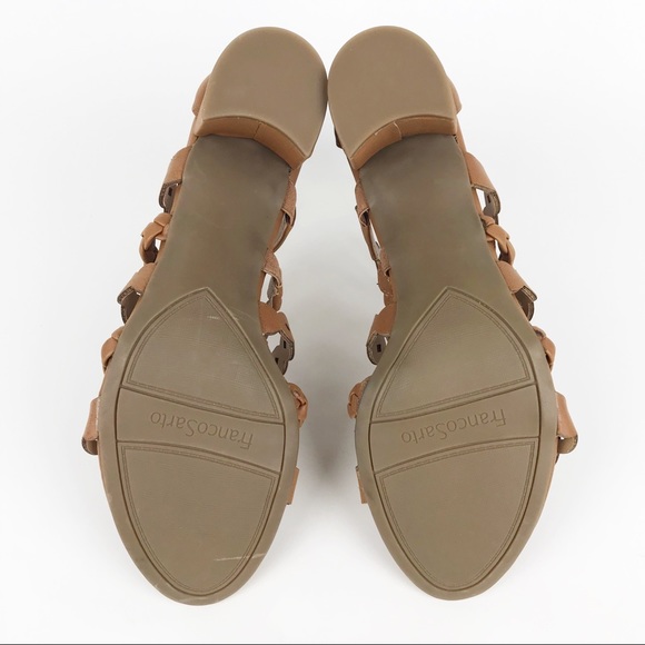 NEW Franco Sarto L-Paisley Cognac Gladiator Block Heel Strappy Studded Shoes - Picture 7 of 9